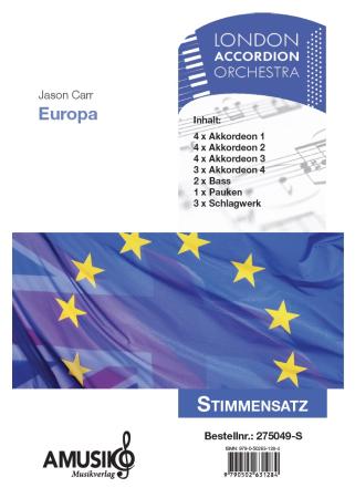 Preview: Europa, Jason Carr, viersätzige Suite für Akkordeon-Orchester, sehr schwer, Höchststufe, Originalmusik, Originalkomposition, LAO, Wertungsstück, Wettbewerbsliteratur, Akkordeon Noten
