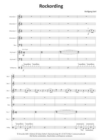 Preview: Rockording, Wolfgang Kahl, Akkordeon-Orchester, Rock-Ballade, für kleine Orchester geeignet, leicht, Originalkomposition, Akkordeon Noten, Notenbeispiel