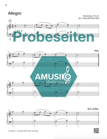 Preview: Freetime 1, Hans-Günther Kölz, Spielheft für Akkordeon-Solo mit Melodiebass (MIII), C-Griff, Umsteiger, leicht-mittelschwer, linke Hand, Fingersätze, QR-Codes, Videos mit Matthias Matzke, Soloband, Akkordeon Noten
