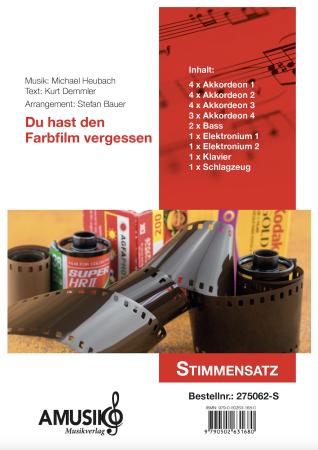 Preview: Du hast den Farbfilm vergessen, Michael Heumann, Kurt Demmler, Stefan Bauer, Akkordeon-Orchester, Nina Hagen, Automobil, Megahit, Schlager, leicht-mittelschwer, Akkordeon Noten, Deckblatt Stimmensatz