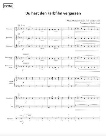 Preview: Du hast den Farbfilm vergessen, Michael Heumann, Kurt Demmler, Stefan Bauer, Akkordeon-Orchester, Nina Hagen, Automobil, Megahit, Schlager, leicht-mittelschwer, Akkordeon Noten, Probeseite