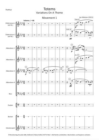 Preview: Totems, Ian Watson, Akkordeon-Orchester, Auftragskomposition, Oberstufe, schwer, Wertungsstück, Wettbewerbsliteratur, Originalkompostion, Originalmusik, Akkordeon Noten, Probeseite