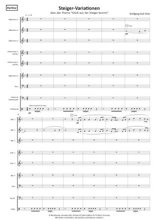 Preview: Steiger-Variationen, Wolfgang Ruß-Plötz, Akkordeon-Orchester, Originalkomposition, Originalmusik, Steigerlied, Glück auf, Ruhrgebiet, mittelschwer, Akkordeon Noten, Notenbeispiel