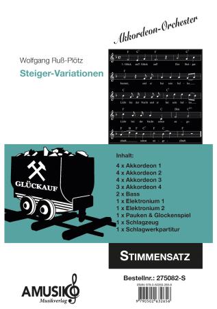 Preview: Steiger-Variationen, Wolfgang Ruß-Plötz, Akkordeon-Orchester, Originalkomposition, Originalmusik, Steigerlied, Glück auf, Ruhrgebiet, schwer, Akkordeon Noten, Stimmensatzdeckblatt