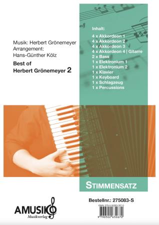 Preview: Best of Herbert Grönemeyer 2, Hans-Günther Kölz, Akkordeon-Orchester, Medley, Potpourri, mittelschwer, Akkordeon Noten, Megahits, Stimmensatzdeckblatt