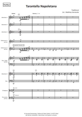 Preview: Tarantella Napoletana, Matthias Hennecke, Akkordeon-Orchester, traditionelle Weise, Italien, Miracoli ist fertig, mittelschwer, Akkordeon Noten, Probeseite