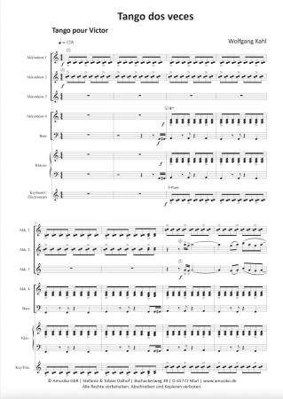 Preview: Tango dos veces, Wolfgang Kahl, Akkordeon-Orchester, für kleine Orchester geeignet, Ensemble, dreiteilig, mittelschwer, Originalkomposition, Akkordeon Noten, Notenbeispiel