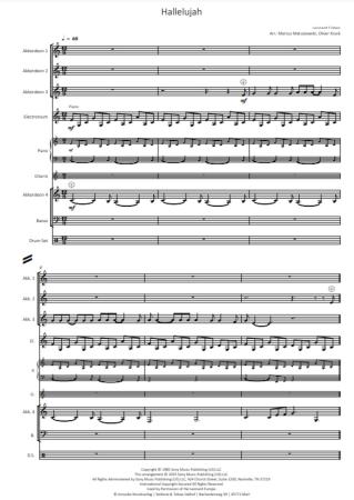 Preview: Hallelujah, Leonard Cohen, Marcus Matuszewski, Oliver Kruck, Akkordeon-Orchester, ​Konzerthighlight, Ohrwurm, Gänsehautnummer, Kirchenkonzert, Filmmusik, Soundtrack, mittelschwer, Akkordeon Noten, Megahit, Beispielseite