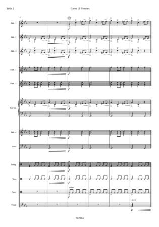 Preview: Game of Thrones, Ramin Djawadi, Hans-Günther Kölz, Einzelausgabe, Akkordeon-Orchester, Filmmusik, Soundtrack, Fantasyserie, mittelschwer, Akkordeon Noten, Beispielseite