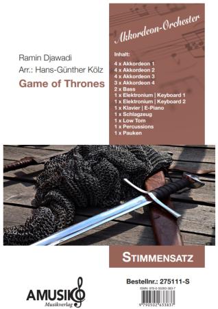Preview: Game of Thrones, Ramin Djawadi, Hans-Günther Kölz, Einzelausgabe, Akkordeon-Orchester, Filmmusik, Soundtrack, Fantasyserie, mittelschwer, Akkordeon Noten, Stimmensatzdeckblatt