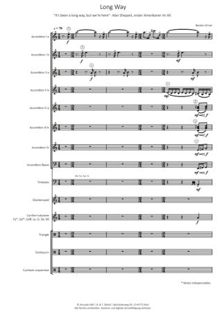 Preview: Long Way, Bastien Grivet, Akkordeon-Orchester, World Music Festival Innsbruck, WMF, Oberstufe, schwer, Wertungsstück, Wettbewerbsliteratur, Orchesternoten, Musiknoten, Originalkomposition, Originalmusik, Akkordeon Noten, Cover