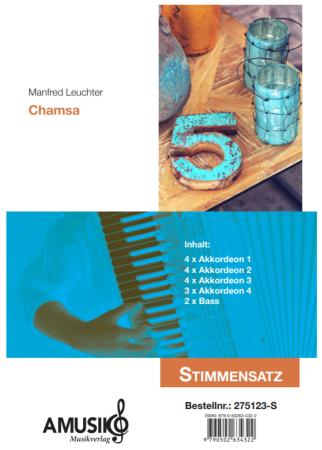 Preview: Chamsa, Manfred Leuchter, Akkordeon-Orchester, Akkordeon-Ensemble, 5 Miniaturen, 5 Sätze, Orient, mittelschwer-schwer, Originalkomposition, Orchesternoten, Musiknoten, Akkordeon Noten, Stimmensatzdeckblatt