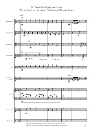 Danses botaniques, Helmut Quakernack, Akkordeon-Orchester, Suite in fünf Sätzen, Konzertsuite, schwer, Akkordeon Noten, Blick in die Noten