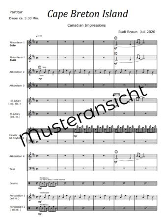 Preview: Cape Breton Island - Canadian Impressions, Rudi Braun, Akkordeon-Orchester, Landschaftsbeschreibung, Kanada, Klangvielfalt, mittelschwer-schwer, Konzertstück, Wertungsstück, Akkordeon Noten, Probeseite