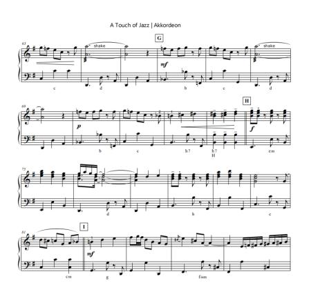 Preview: A Touch of Jazz, Rudi Braun, Akkordeon-Solo, Standardbass MII, ​Einzelausgabe, Jazz-Waltz, Jazzphrasierungen, mittelschwer-schwer, mit Online-Audio, Akkordeon Noten, Notenbeispiel