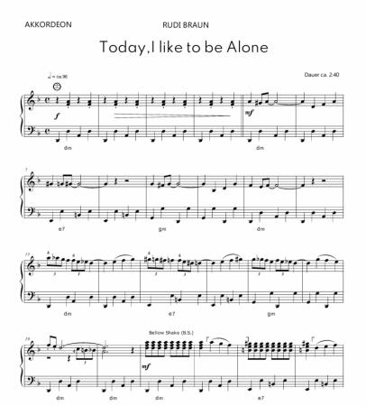Preview: Today I Like to Be Alone, A Touch of Jazz, Rudi Braun, Akkordeon-Solo, Standardbass MII, ​Einzelausgabe, witzig, fröhlich, quirlig, Bellowshake, mittelschwer-schwer, mit Online-Audio, Akkordeon Noten, Beispielseite