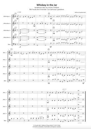 Preview: Whiskey in the Jar, Variationen, Helmut Quakernack, Akkordeon-Ensemble, Akkordeon-Quintett, irisches Trinklied, Traditional, Folksong, mittelschwer, Akkordeon Noten, Notenbeispiel