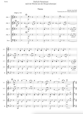 Preview: Haifisch-Variationen, Kurt Weil, Helmut Quakernack, Akkordeon-Orchester, Akkordeon-Ensemble, Dreigroschenoper, Mackie Messer, Moritat, mittelschwer-schwer, Akkordeon Noten, Notenbeispiel