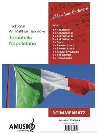 Preview: Tarantella Napoletana, Matthias Hennecke, Akkordeon-Orchester, traditionelle Weise, Italien, Miracoli ist fertig, mittelschwer, Akkordeon Noten, Stimmensatzdeckblatt