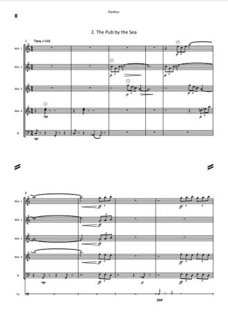 Preview: 4 Seaside Sketches, Ian Watson, Akkordeon-Orchester, typisch britisch, verregneter Urlaub am Meer, in 4 Sätzen, Originalkomposition, Auftragskomposition, Mittelstufe, mittelschwer, Originalmusik, Akkordeon Noten, Beispielseite