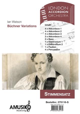 Preview: Büchner Variations, Ian Watson, Akkordeon-Orchester, Auftragskomposition, World Music Festival Innsbruck, WMF, Oberstufe, mittel-schwer, Wertungsstück, Wettbewerbsliteratur, Orchesternoten, Musiknoten, AOriginalkomposition, Originalmusik, Akkordeon Noten,