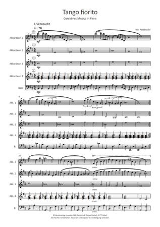 Preview: Tango fiorito, Nils Aebersold, Variationen, Akkordeon-Ensemble, Akkordeon-Quintett, Originalkomposition, Originalmusik, mittelschwer bis schwer, Akkordeon Noten, Probeseite