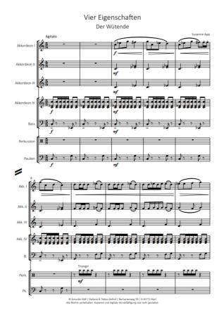 Preview: Vier Eigenschaften, Susanne App, Akkordeon-Orchester, Suite in 4 Sätzen, Originalkomposition, Originalmusik, Charakterstudien, Emotionen, Gefühle, mittelschwer, Akkordeon Noten, Beispielseite