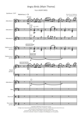 Preview: Angry Birds (Main Theme), Ari Pulkkinen, Jonathan Kruspel, Akkordeon-Orchester, Soundtrack, Titelmelodie, witzig, Zugabennummer, mittelschwer, Akkordeon Noten, Probeseite