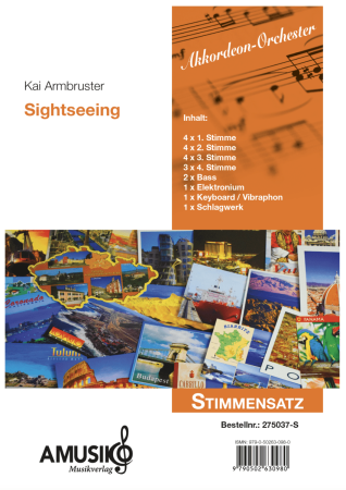 Preview: Sightseeing, Kai Armbruster, Akkordeonorchester, Suite in 5 Sätzen, Wertungsstück, Wettbewerbsliteratur, Oberstufe, mittelschwer-schwer, Originalkomposition, Originalmusik, Akkordeon Noten