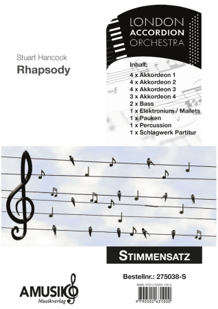 Preview: Rhapsody, Stuart Hancock, Akkordeonorchester, London Accordion Orchestra, Originalkomposition, Wertungsstück, Wettbewerbsliteratur, mittelschwer-schwer, Oberstufe, Originalmusik, Akkordeon Noten