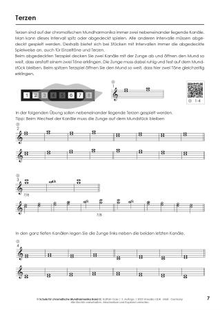 Preview: Schule für chromatische Mundharmonika Band 3, Kathrin Gass, Schulwerk, Lehrwerk, Mundharmonikaschule, Chromonica, mit Online-Material, Intervallspiel, Fortgeschrittene, leicht-mittelschwer, Mundharmonika Noten, Mundharmonika spielen lernen, Notenbeispiel