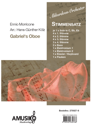 Preview: Gabriel's Oboe, Ennio Morricone, Hans-Günther Kölz, Akkordeon-Orchester und Soloinstrument, The Mission, Filmmusik, mittelschwer, Akkordeon Noten