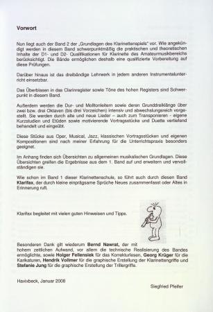 Preview: Die D1/D2 Schule für Klarinette, Siegfried Pfeifer, Schulwerk für Klarinette, Klarinettenschule, Lehrwerk, Clarinregister, hohes Register, Klarinette spielen lernen, leicht, Klarinetten Noten, Klarinettenunterricht, Vorwort
