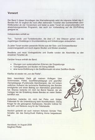 Preview: Die D3 Schule für Klarinette, Siegfried Pfeifer, Schulwerk für Klarinette, Klarinettenschule, Lehrwerk, Klarinette spielen lernen, leicht-mittelschwer, Klarinetten Noten, Klarinettenunterricht, Vorwort
