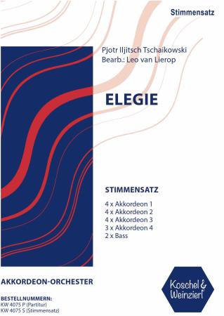 Preview: Elegie, Pjotr Iljitsch Tschaikowski, Leo van Lierop, Akkordeon-Orchester, mittelschwer, Akkordeon Noten