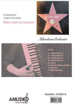 Preview: Elton John In Concert, Jürgen Schmieder, Akkordeon-Orchester, Medley, Potpourri, mittelschwer, Megahits, Rock, Akkordeon Noten