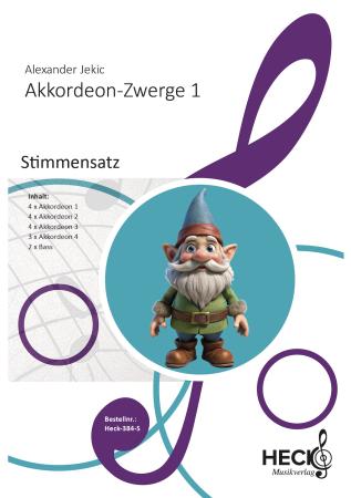 Preview: Akkordeon-Zwerge 1, Alexander Jekic, Akkordeonorchester, Schülerorchester, sehr leicht, Anfänger, erste Schritte, Originalkomposition, Originalmusik, Akkordeon Noten, Stimmensatzdeckblatt