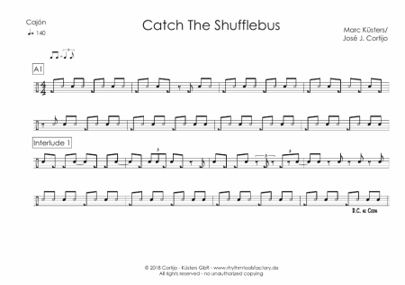 Preview: iPlay Cajón Vol. I, Prof. José J. Cortijo, Marc Küsters, Lehr- und Schulungsmaterial für Cajón auf CD-Rom, 11 Playalongs, ausdruckbare Noten, vollständig transkribierte Cajón-Soli, verschiedene Genres, Level 2-5, Cajon Noten, Beispielseite