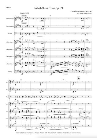 Preview: Jubel-Ouvertüre, Carl Maria von Weber, Stefan Hippe, Akkordeon-​Orchester, Hymne, pompös, schwer, Oberstufe-Höchststufe, Akkordeon Noten, Probeseite