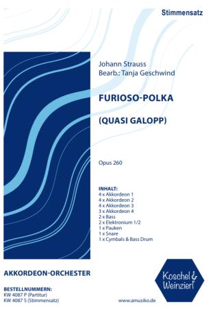 Preview: Furioso-Polka (Quasi Galopp), Johann Strauss, Tanja Geschwind, Akkordeon-Orchester, mittelschwer-schwer, Akkordeon Noten, Stimmensatzdeckblatt