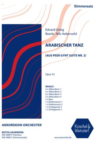 Preview: Arabischer Tanz, Peer-Gynt-Suite Nr. 2, Opus 55, Edvard Grieg, Nild Aebersold, Akkordeon-Orchester, mittelschwer-schwer, Akkordeon Noten, Stimmensatzdeckblatt