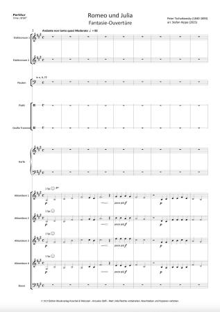 Preview: Romeo und Julia - Fantasie-Ouvertüre, Peter Tschaikowsky, Stefan Hippe, Akkordeon-​Orchester, Wertungsstück, Wettbewerbsliteratur, Konzertstück, schwer, Höchststufe, Akkordeon Noten, Notenbeispiel