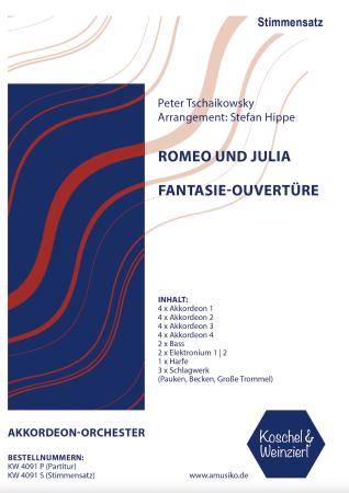 Preview: Romeo und Julia - Fantasie-Ouvertüre, Peter Tschaikowsky, Stefan Hippe, Akkordeon-​Orchester, Wertungsstück, Wettbewerbsliteratur, Konzertstück, schwer, Höchststufe, Akkordeon Noten, Stimmensatzdeckblatt