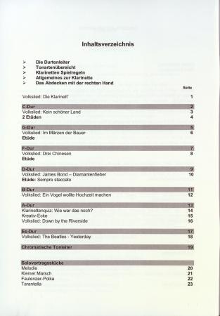 Preview: Übungsheft D1 für Klarinette, Siegfried Pfeifer, Prüfungsvorbereitung, D-Lehrgang, Dur-Tonleitern, Durdreiklänge, Einzelunterricht, Gruppenunterricht, Spielstücke, Vortragsstücke, leicht, Musiktheorie, praxisorientiert, Klarinetten Noten, Inhaltsverzeichn
