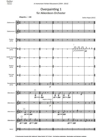 Preview: Overpainting I-VI, Wolfgang Jacobi, Stefan Hippe, Akkordeon-Orchester, Auftragskomposition, 6 Sätze, sechssätzig, Übermalung spanischer Volkslieder, sehr schwer, anspruchsvoll, Höchststufe, Akkordeon Noten, Probeseite
