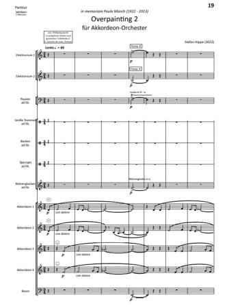 Preview: Overpainting I-VI, Wolfgang Jacobi, Stefan Hippe, Akkordeon-Orchester, Auftragskomposition, 6 Sätze, sechssätzig, Übermalung spanischer Volkslieder, sehr schwer, anspruchsvoll, Höchststufe, Akkordeon Noten, Blick in die Noten