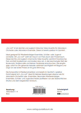 Preview: Ça va?, Alexander Jekic, Akkordeon-Orchester, Akkordeon-Schülerorchester, Akkordeon-Kinderorchester, Valse Musette, Musettewalzer, sehr leicht-leicht, Originalkomposition, Originalmusik, Akkordeon Noten, Klappentext