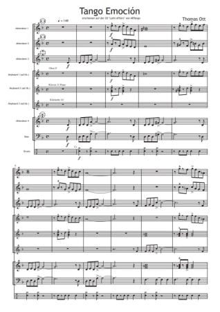 Preview: Tango Emoción, Thomas Ott, Akkordeon-Orchester, Wertungsstück, Wettbewerbsstück, Wettbewerbsliteratur, Mittelstufe, leicht-mittelschwer, Originalkomposition, Originalmusik, Akkordeon Noten, Notenbeispiel
