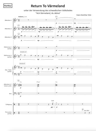 Preview: Return To Värmeland, Hans-Günther Kölz, Akkordeon-Orchester, Originalkomposition, Originalmusik, schwedisches Volkslied, mittelschwer-schwer, Akkordeon Noten, Probeseite