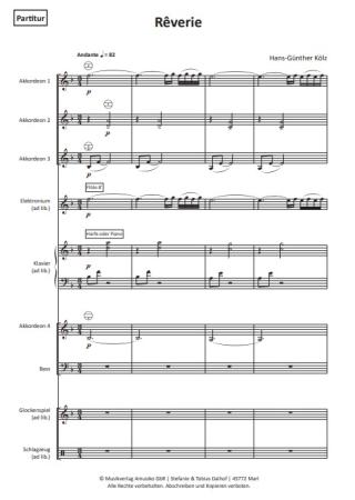 Preview: Rêverie, Träumerei, Hans-Günther Kölz, Akkordeon-Orchester, Akkordeon-Ensemble, mittelschwer, Originalkomposition, Originalmusik, Akkordeon Noten, Beispielseite